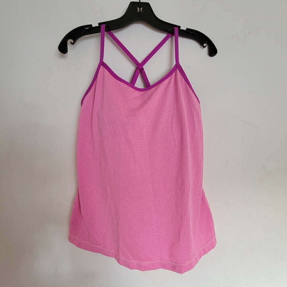 Zella Pink Purple Crisscross Back Straps Cami Workout Active Tank Top Sz Medium
